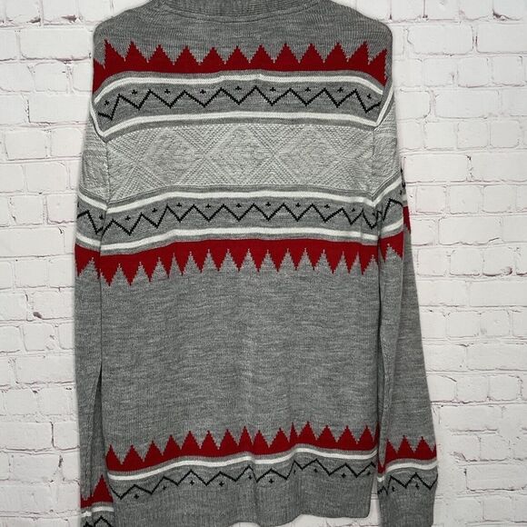 Jeans by Buffalo Men Size L Gray Aztec Southwest Wool Bld. Button Front Cardigan - Picture 6 of 12